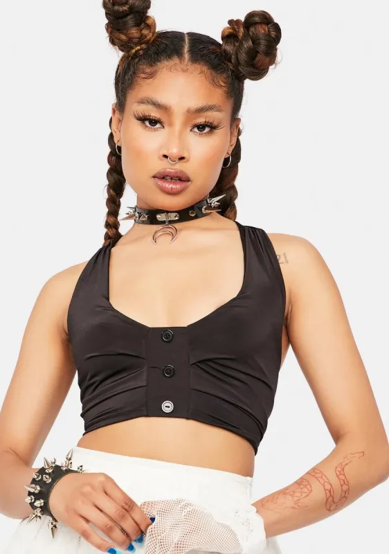 Loosen Up V Neck Halter Crop Top sold by Dolls Kill