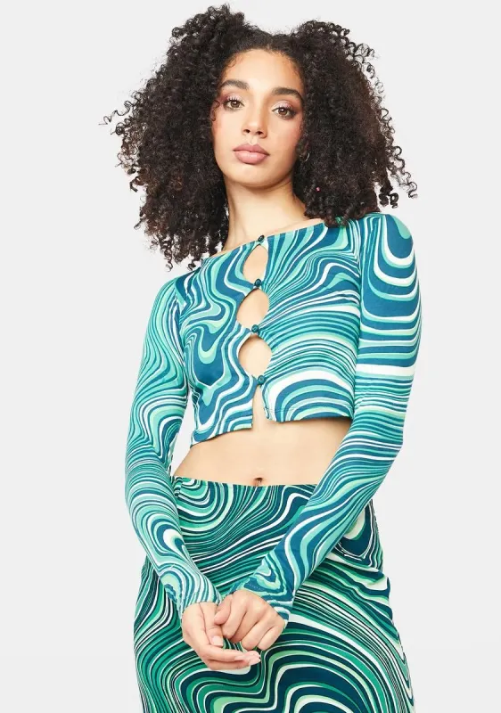 70s Green Ripple Sarah Top sold by Dolls Kill