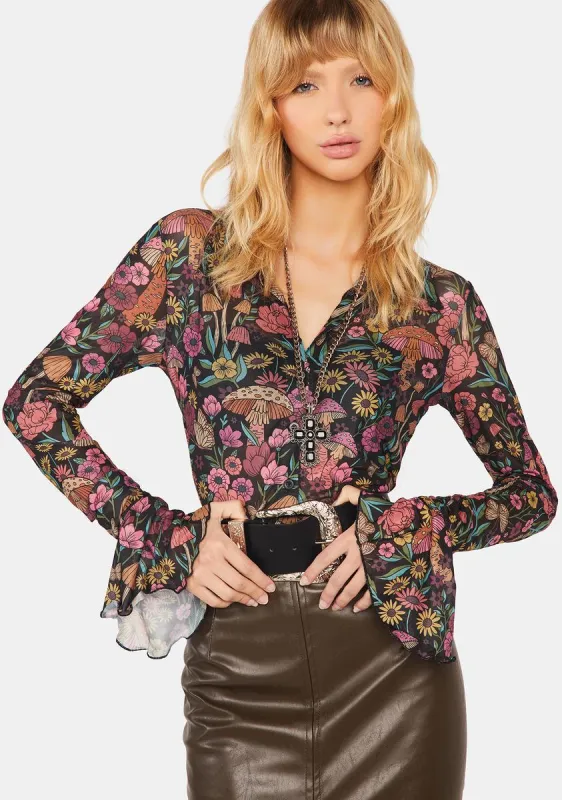 Daydreamer Floral Sheer Blouse sold by Dolls Kill