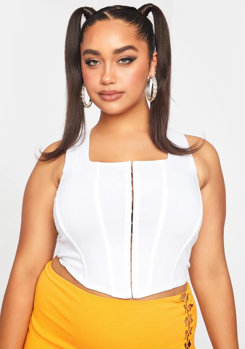 Plus Ivory Down For It Corset Top sold by Dolls Kill