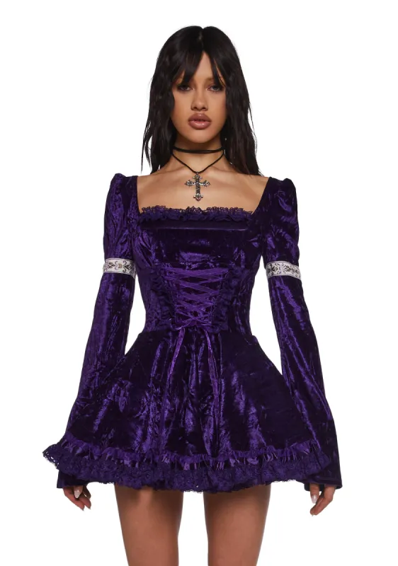 Myths N' Legends Mini Dress - Purple sold by Dolls Kill