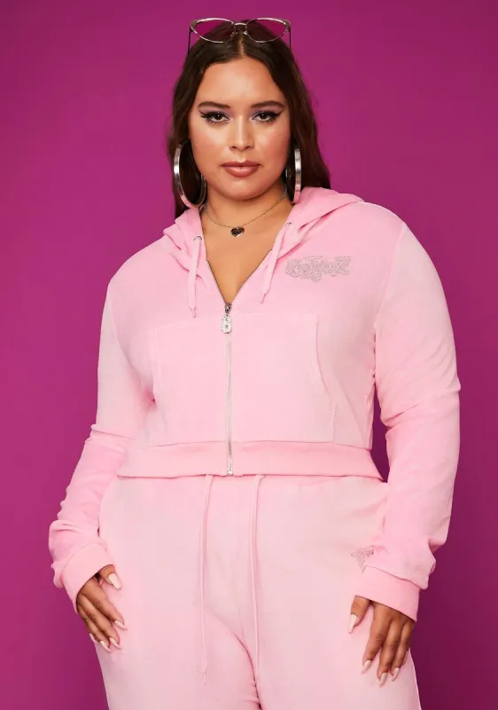 I Keep It Glossy Velour Jacket sold by Dolls Kill