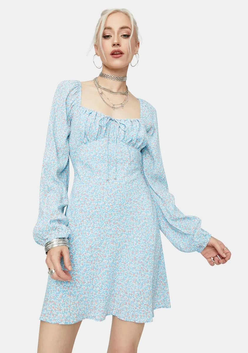 Chicks Dig It Long Sleeve Floral Mini Dress sold by Dolls Kill