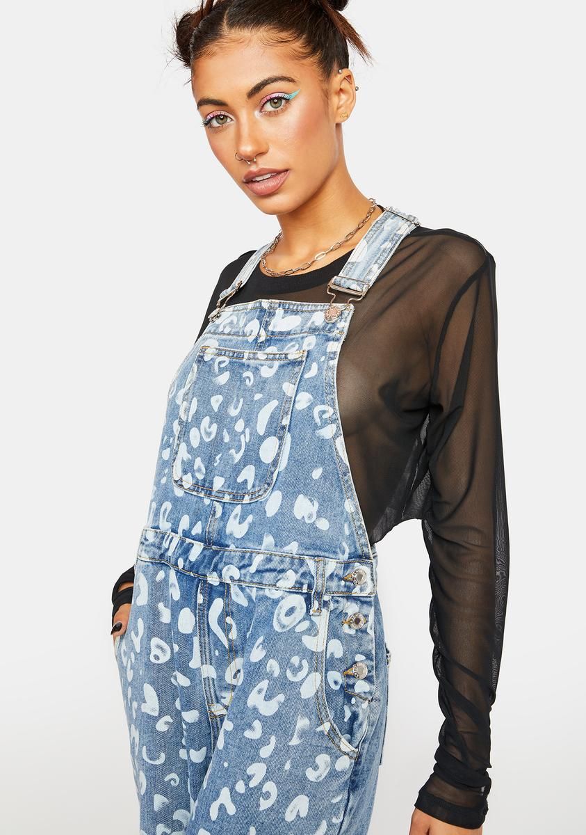 Painted Leopard Denim Overalls sold by Dolls Kill product image thumbnail 2