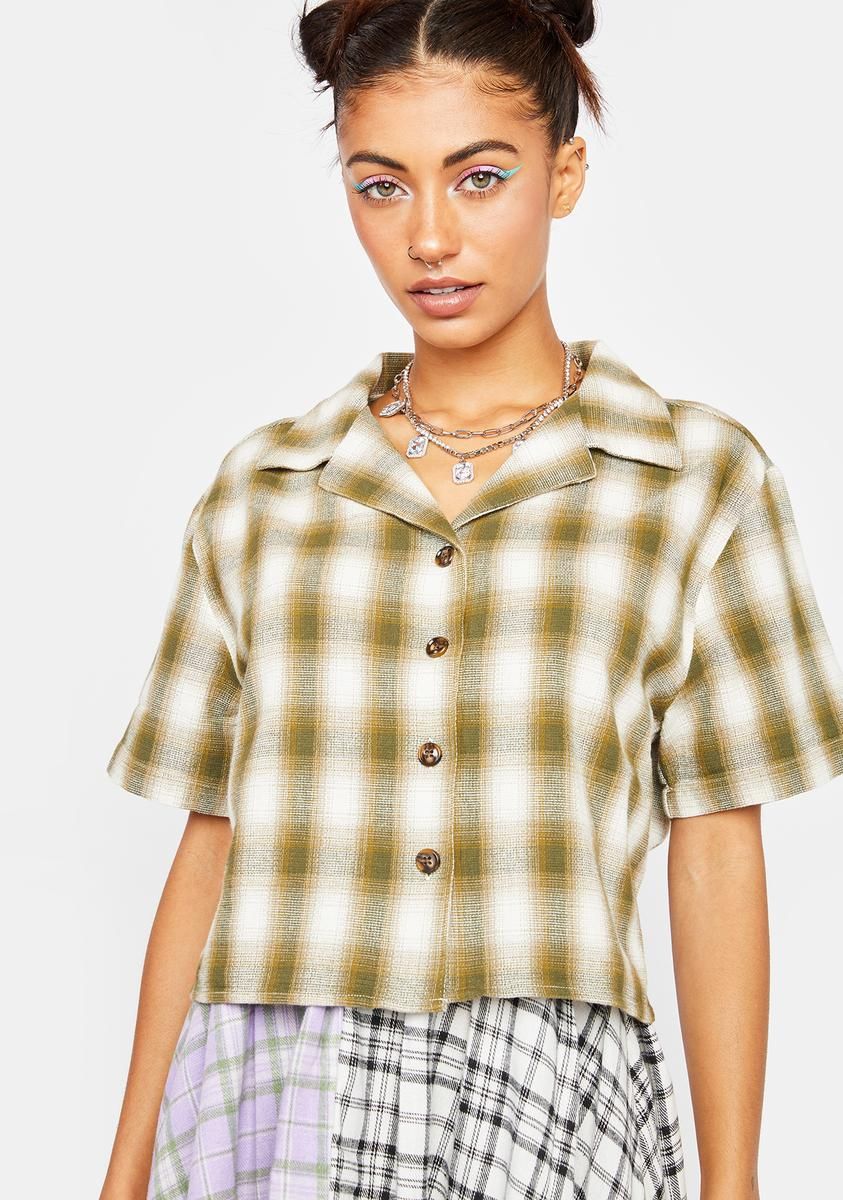 Angel Checked Crop Shirt sold by Dolls Kill