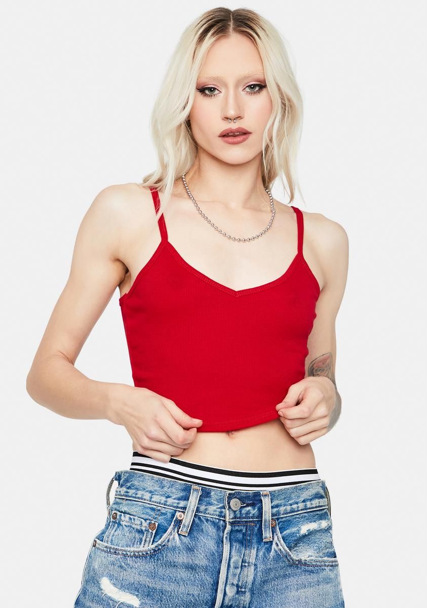 Hot Sparks Fly Ribbed Crop Tank sold by Dolls Kill