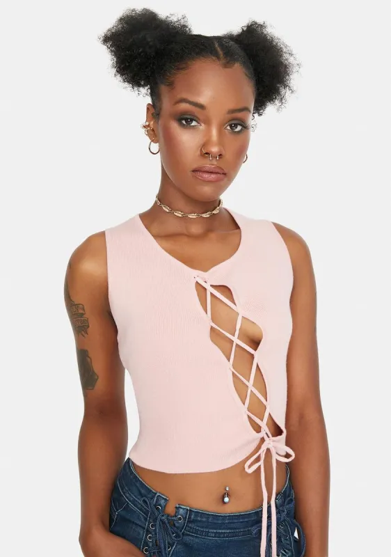 Catty Ties Lace Up Crop Top sold by Dolls Kill