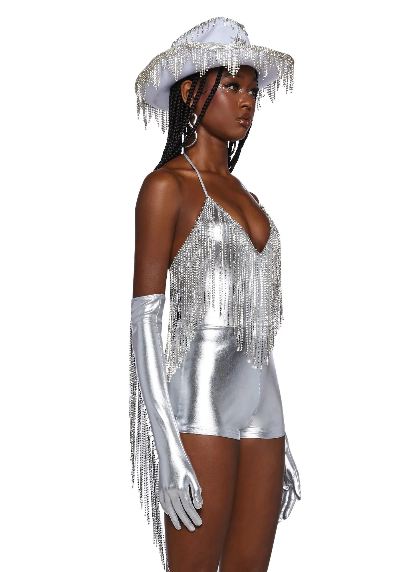 Shining Attitude Fringe Romper sold by Dolls Kill product image thumbnail 3