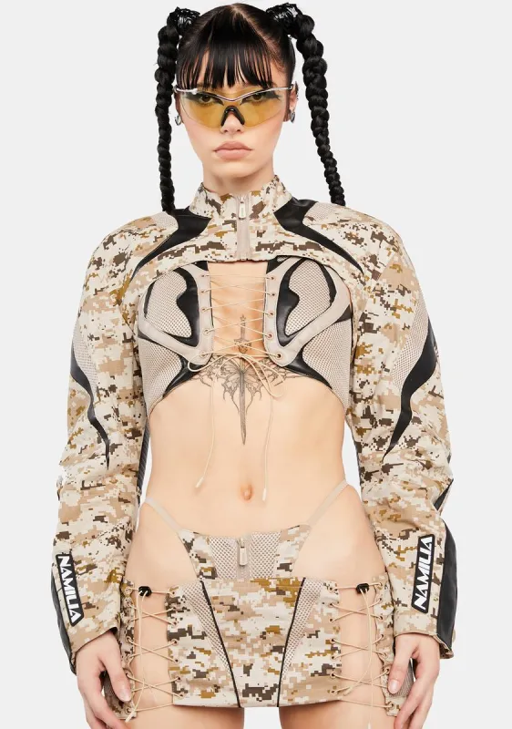 Desert Camo Moto Choker Jacket sold by Dolls Kill