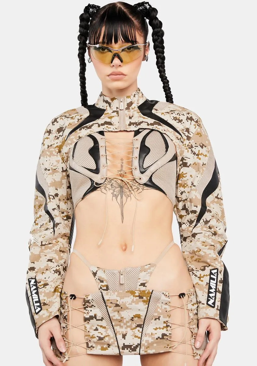 Desert Camo Moto Choker Jacket sold by Dolls Kill