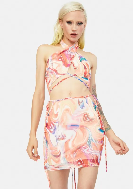 Like A Lady Marble Mesh Skirt Set sold by Dolls Kill