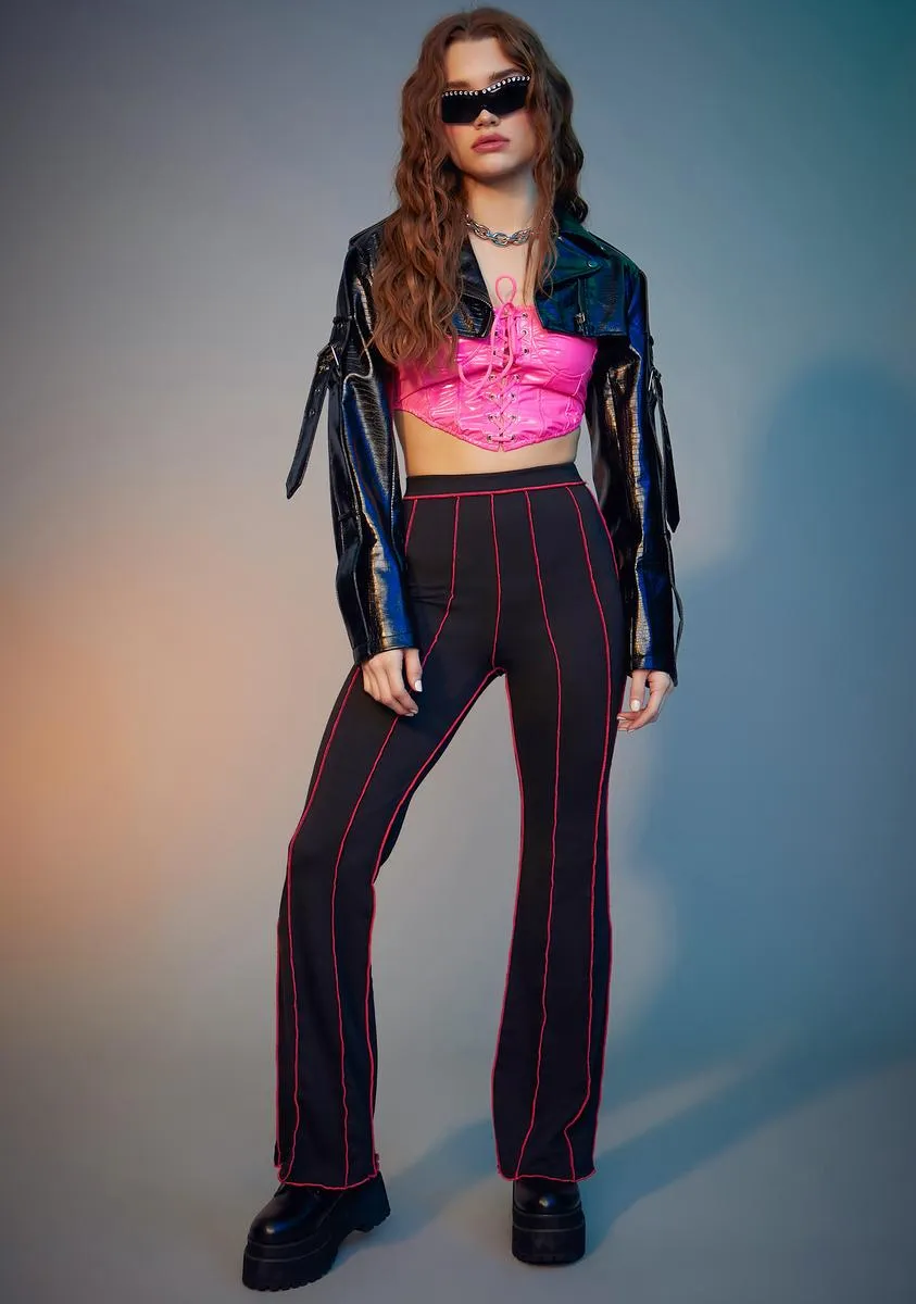 Fuchsia Livin' Reckless Contrast Stitch Pants sold by Dolls Kill product image thumbnail 3