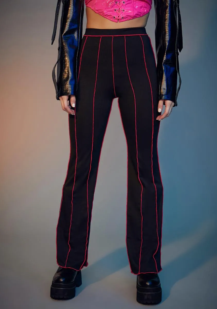 Fuchsia Livin' Reckless Contrast Stitch Pants sold by Dolls Kill