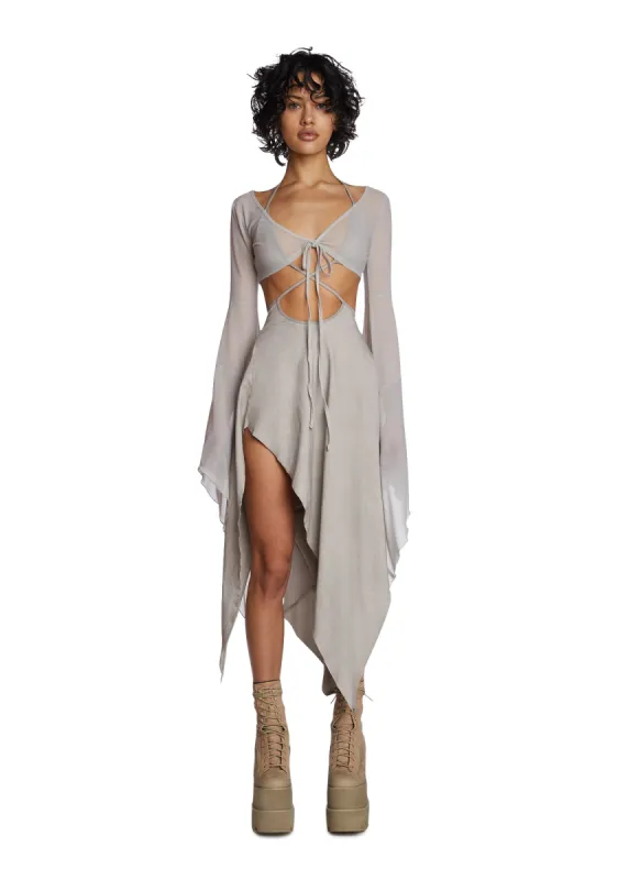 Echo Asymmetrical Mesh Wrap Dress sold by Dolls Kill