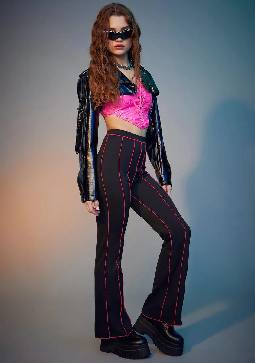 Fuchsia Livin' Reckless Contrast Stitch Pants sold by Dolls Kill product image thumbnail 2