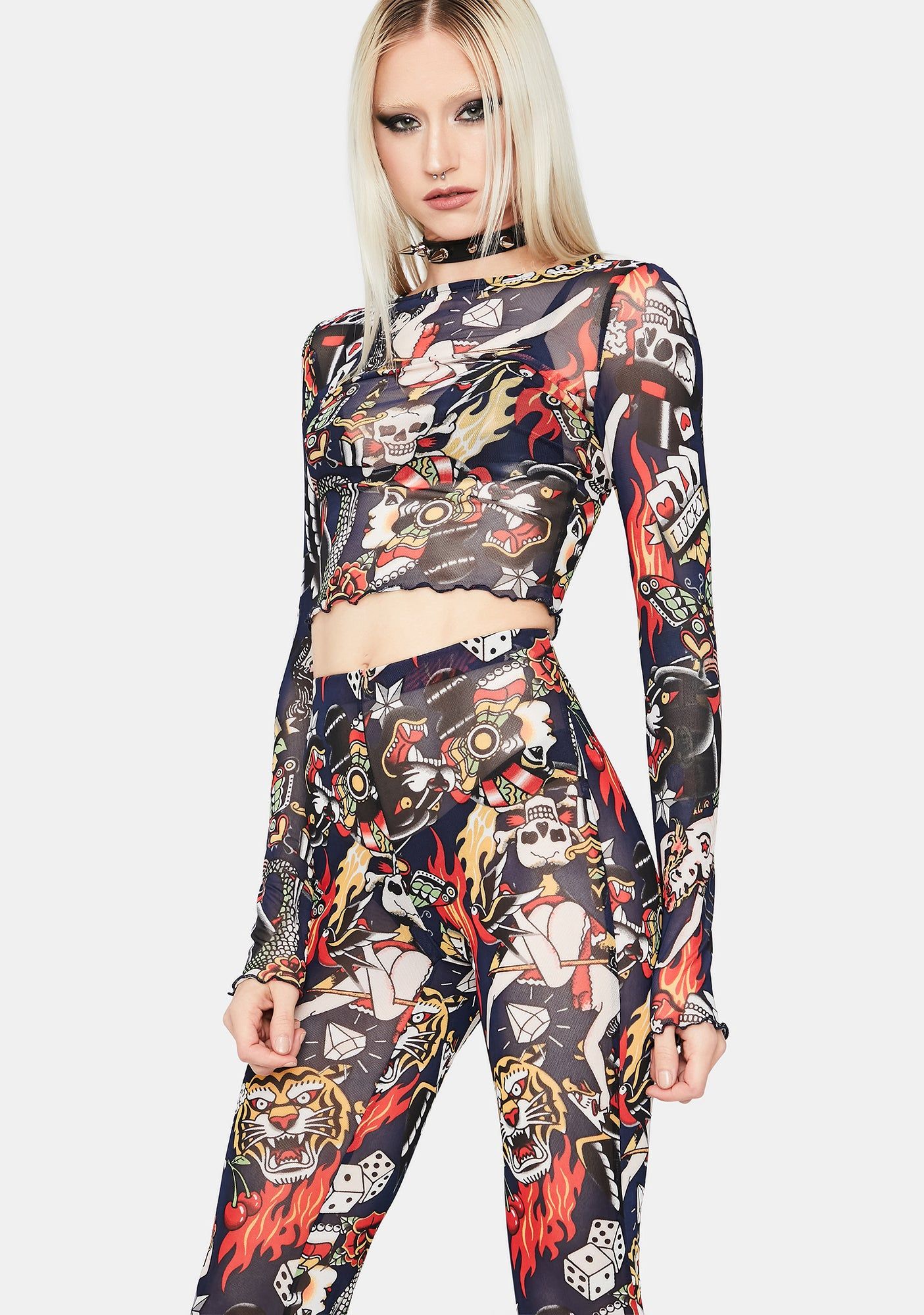 Take A Gamble Mesh Crop Top sold by Dolls Kill product image thumbnail 2