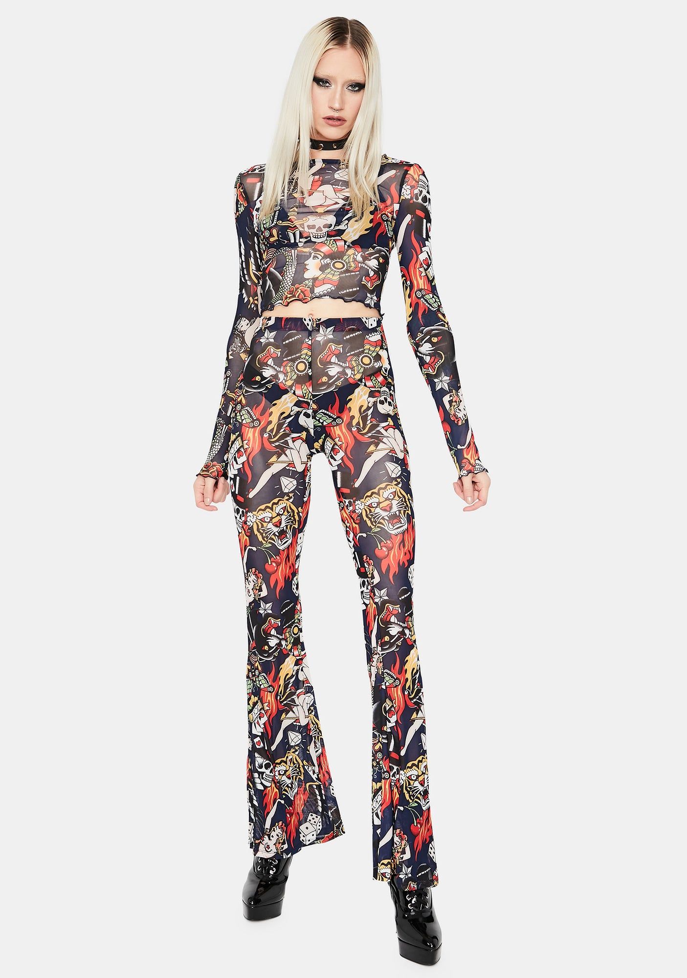 Take A Gamble Mesh Crop Top sold by Dolls Kill product image thumbnail 3