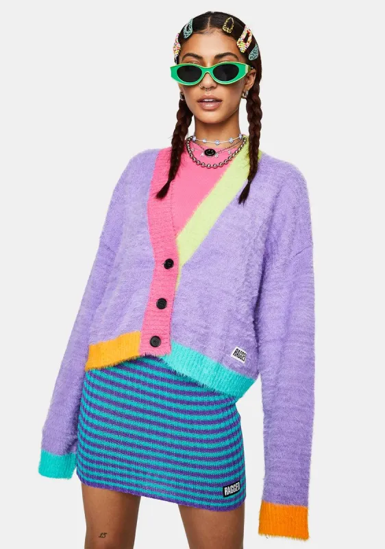 Nerd Fuzzy Colorblock Cardigan sold by Dolls Kill