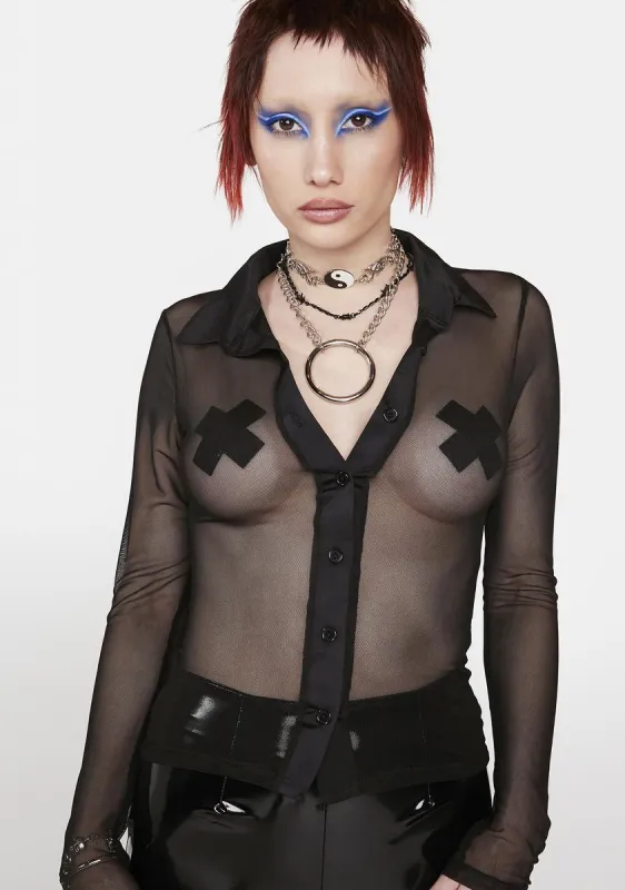 Zero Hours Sheer Shirt sold by Dolls Kill