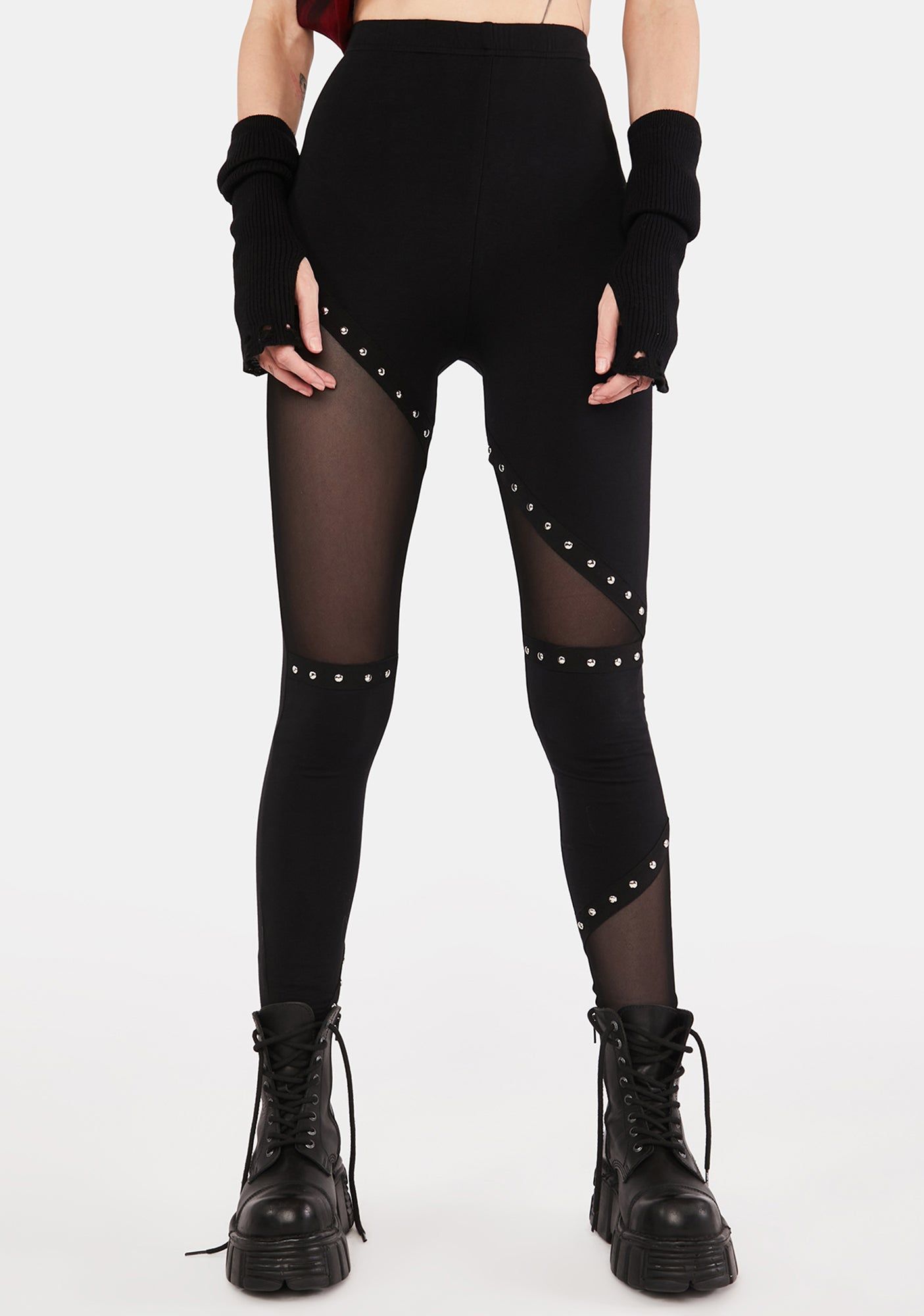 Studded Black Leggings sold by Dolls Kill