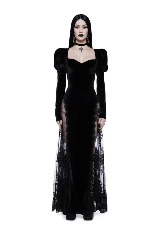 ladies black knit dress Black & Purple Velvet Lace Dress main image 1