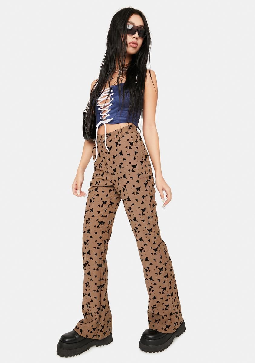 Brown Butterfly High Waist Pants sold by Dolls Kill product image thumbnail 2