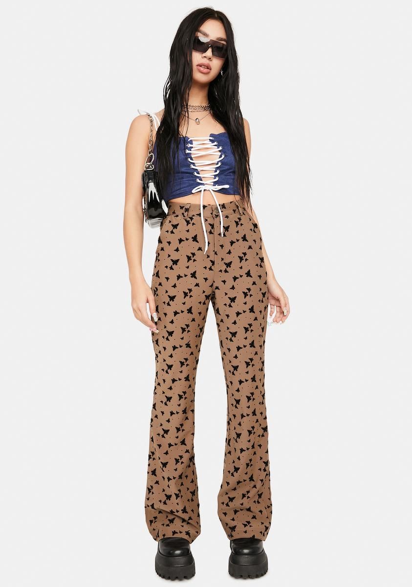 Brown Butterfly High Waist Pants sold by Dolls Kill product image thumbnail 3
