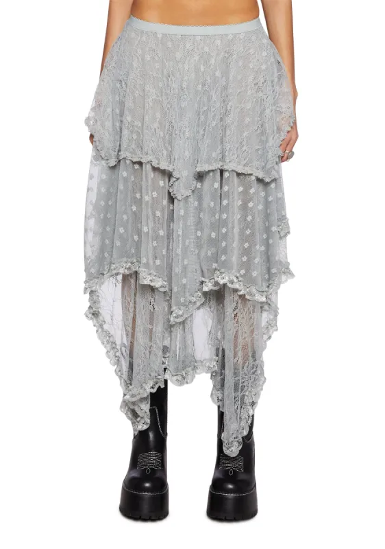 Ethereal Woodlands Maxi Skirt - Gray sold by Dolls Kill