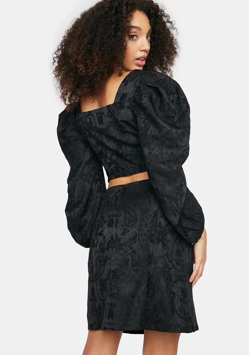 Black Brocade Mini Skirt sold by Dolls Kill product image thumbnail 4