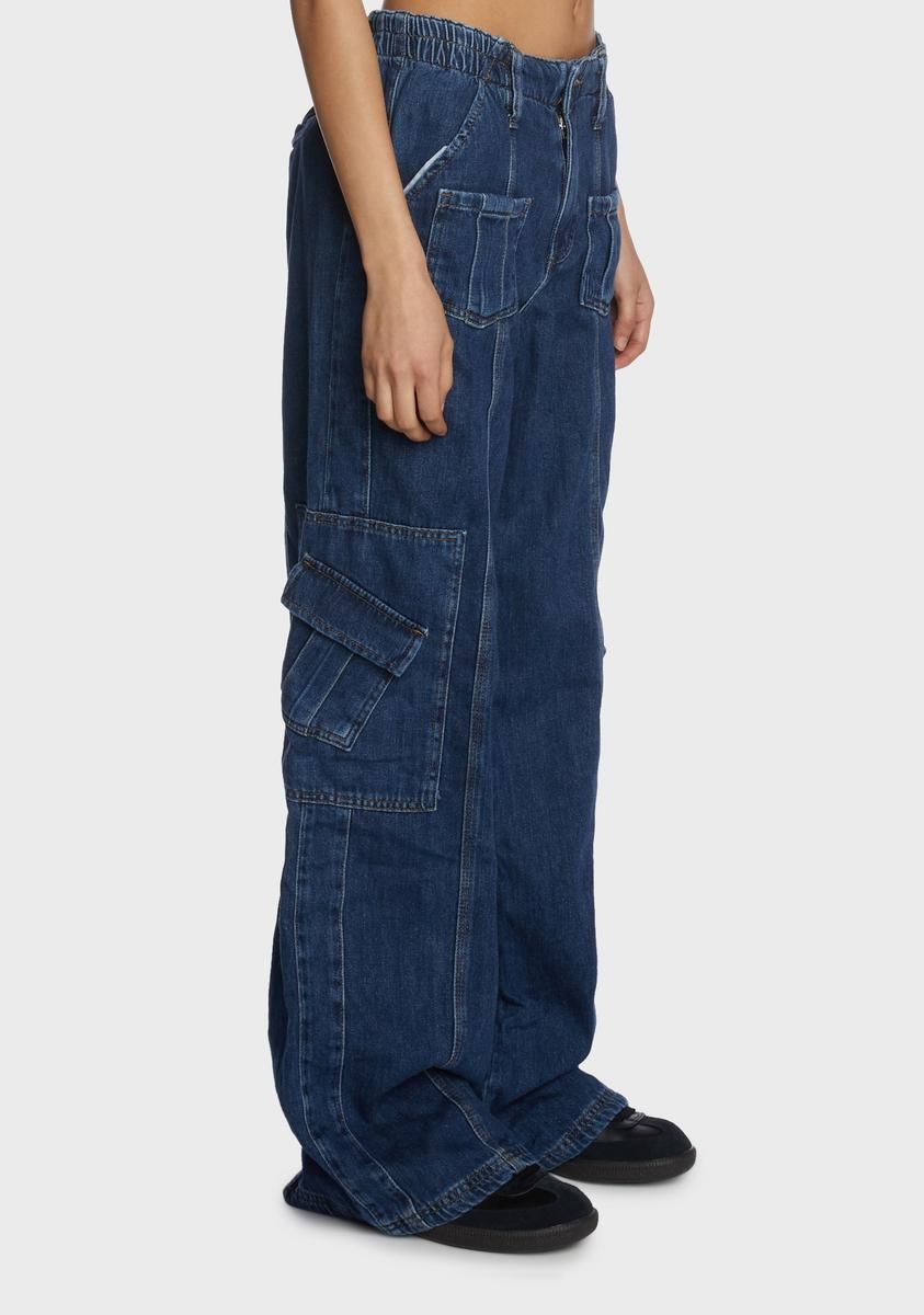 Y2k Denim Cargo Pants sold by Dolls Kill product image thumbnail 3