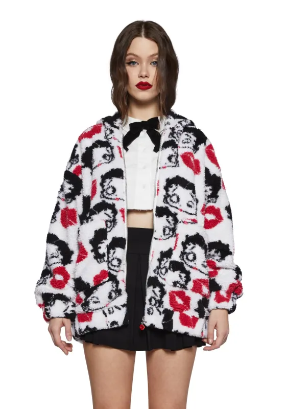 Boop-A-Licious Hooded Sherpa Jacket sold by Dolls Kill