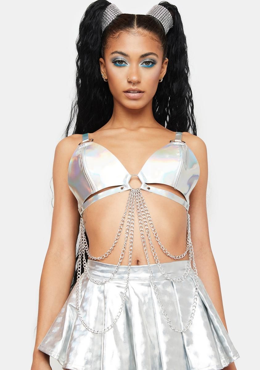 Burst Of Light Holographic Bra Top sold by Dolls Kill