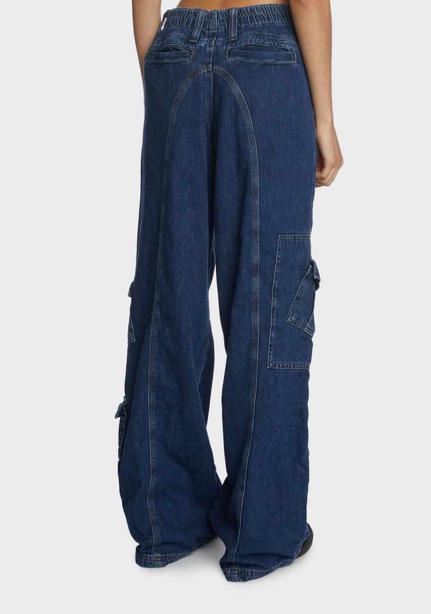 Y2k Denim Cargo Pants sold by Dolls Kill product image thumbnail 4