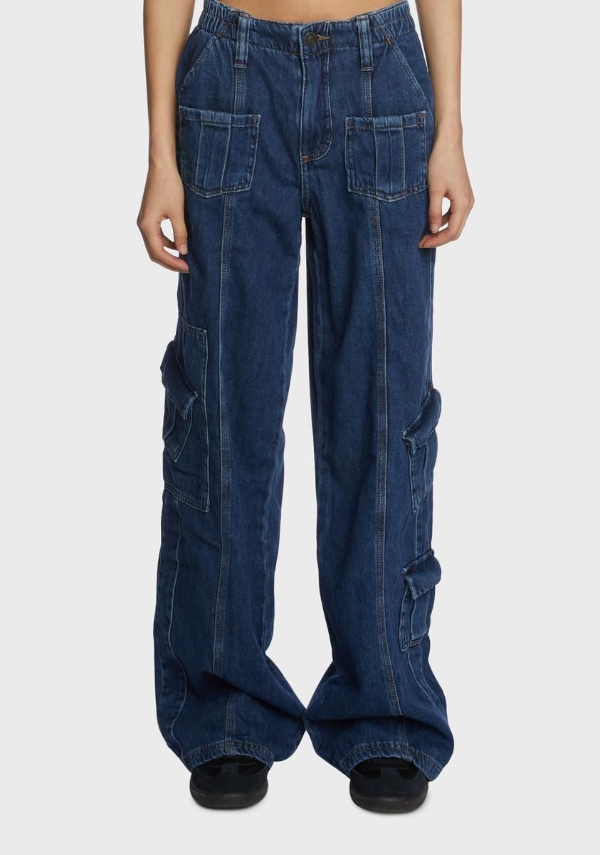 Y2k Denim Cargo Pants sold by Dolls Kill