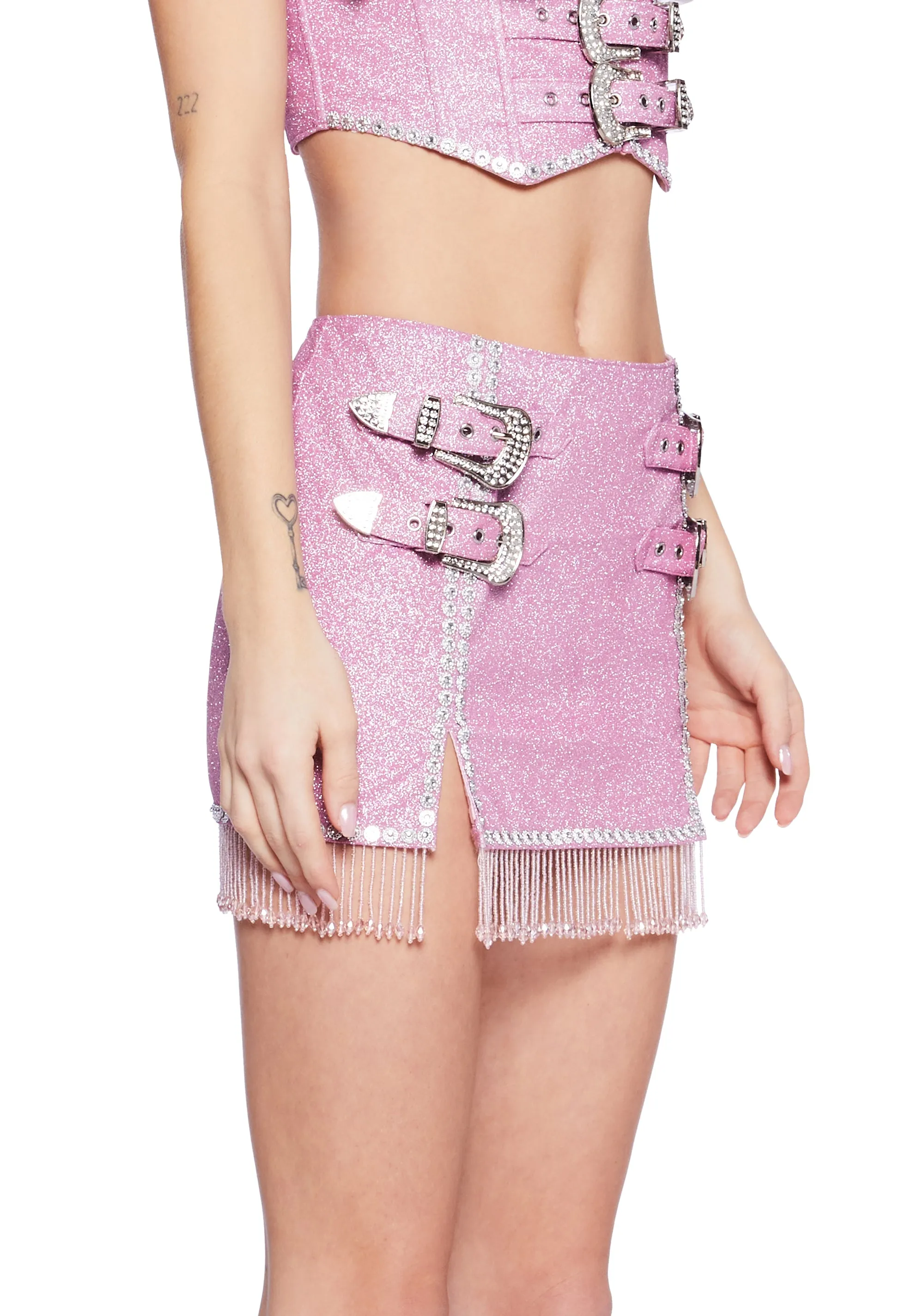Saddle Songs Glitter Mini Skirt sold by Dolls Kill product image thumbnail 5
