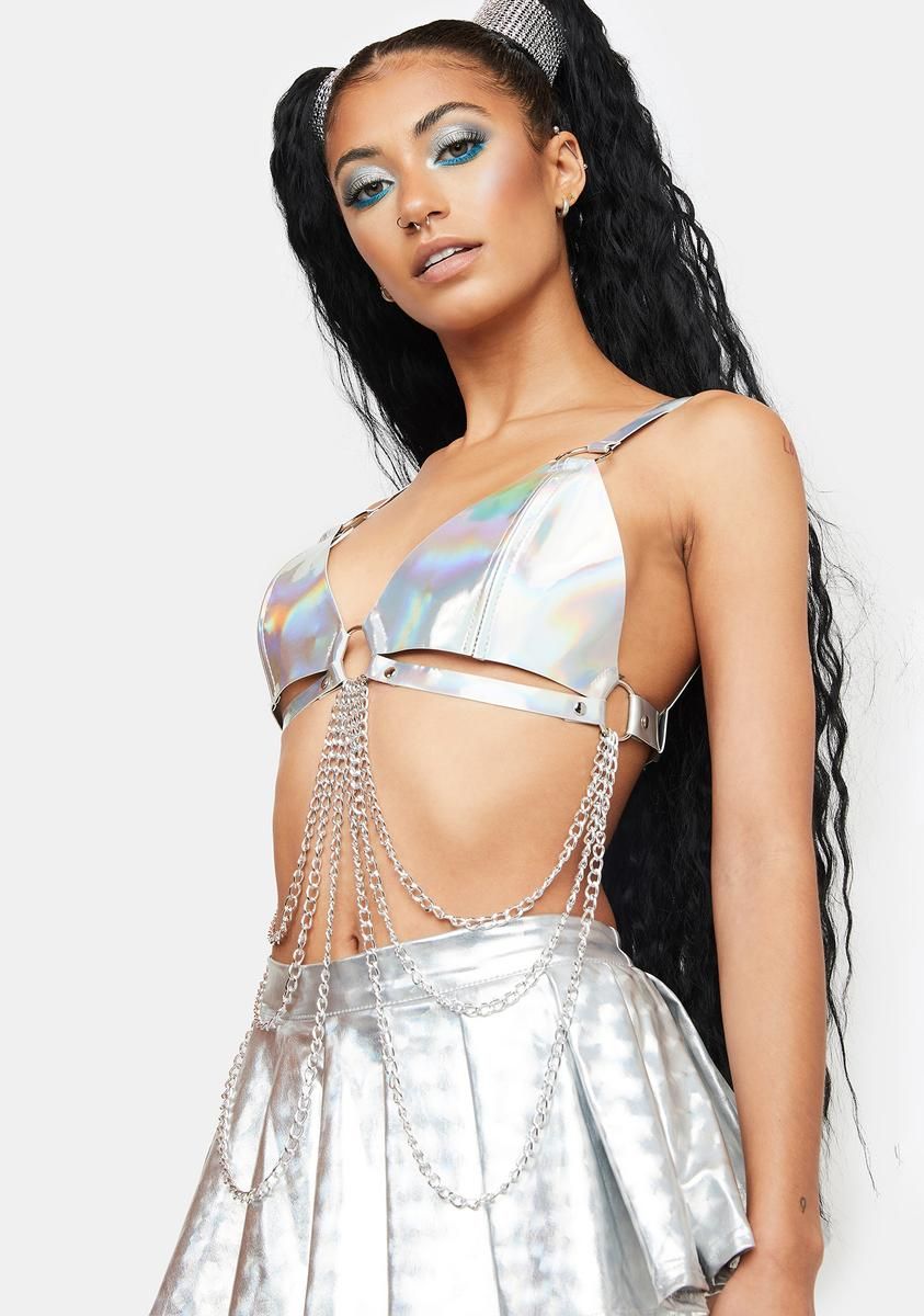 Burst Of Light Holographic Bra Top sold by Dolls Kill product image thumbnail 2
