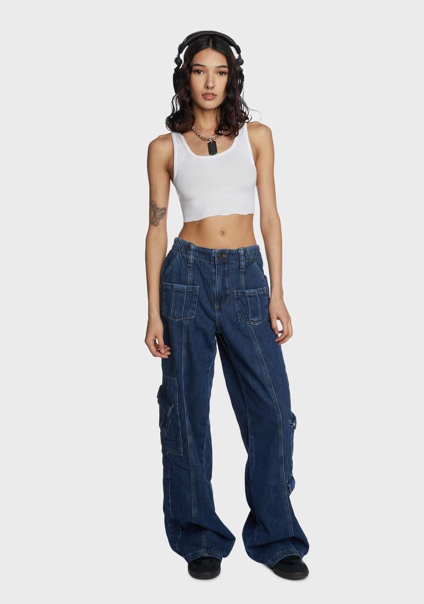 Y2k Denim Cargo Pants sold by Dolls Kill product image thumbnail 5