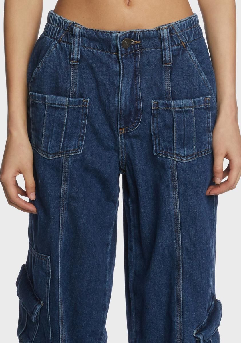 Y2k Denim Cargo Pants sold by Dolls Kill product image thumbnail 2