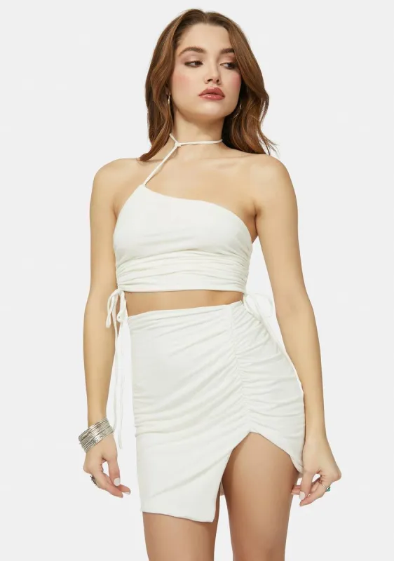 Blanc Save Tonight Crop Top & Skirt Set sold by Dolls Kill
