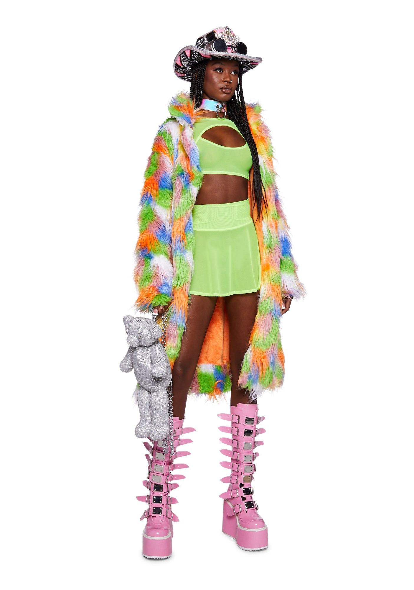 Mesh Skater Skirt - Neon Yellow sold by Dolls Kill product image thumbnail 2