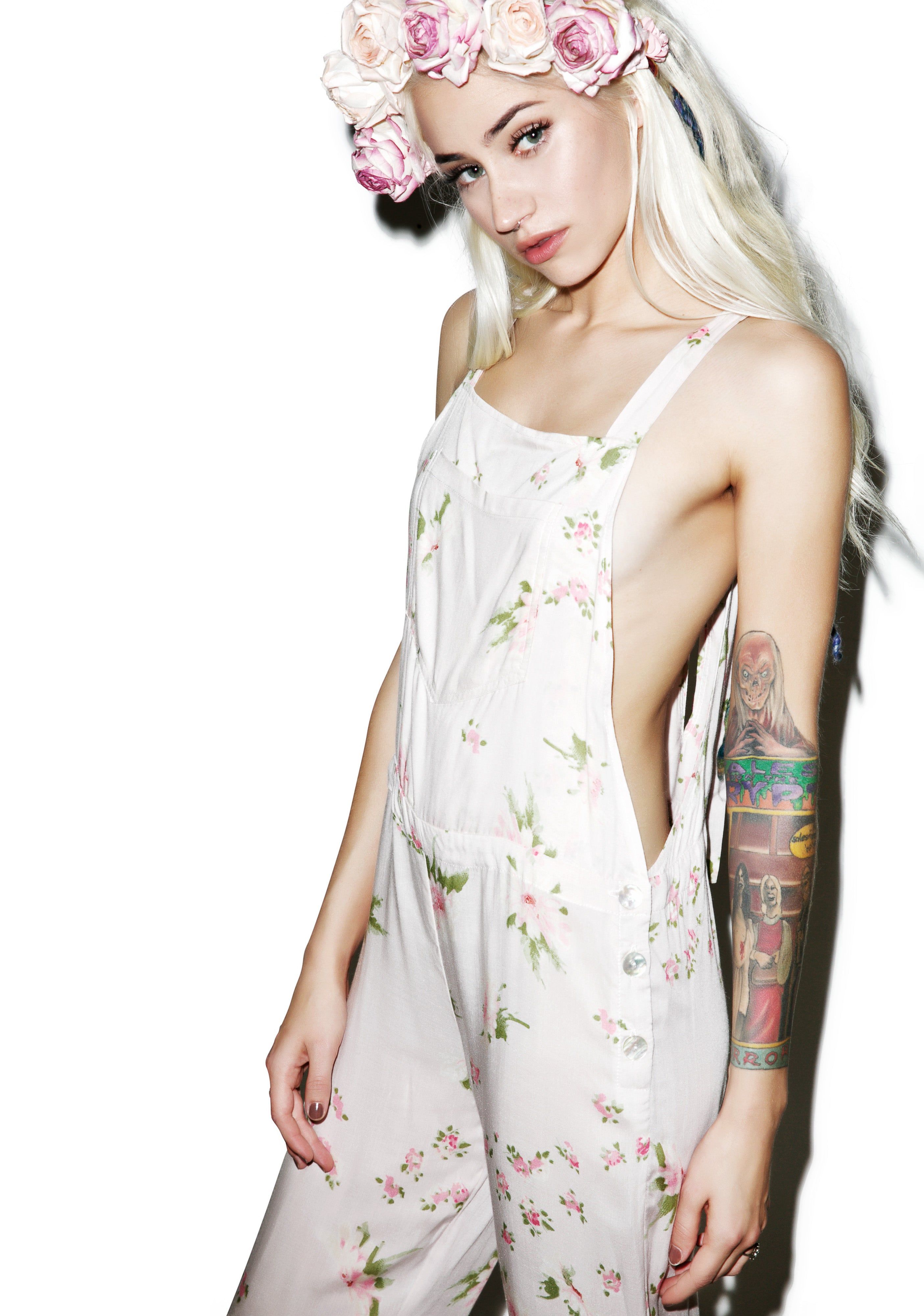 Pink Petals Long Overall Jumper sold by Dolls Kill product image thumbnail 3