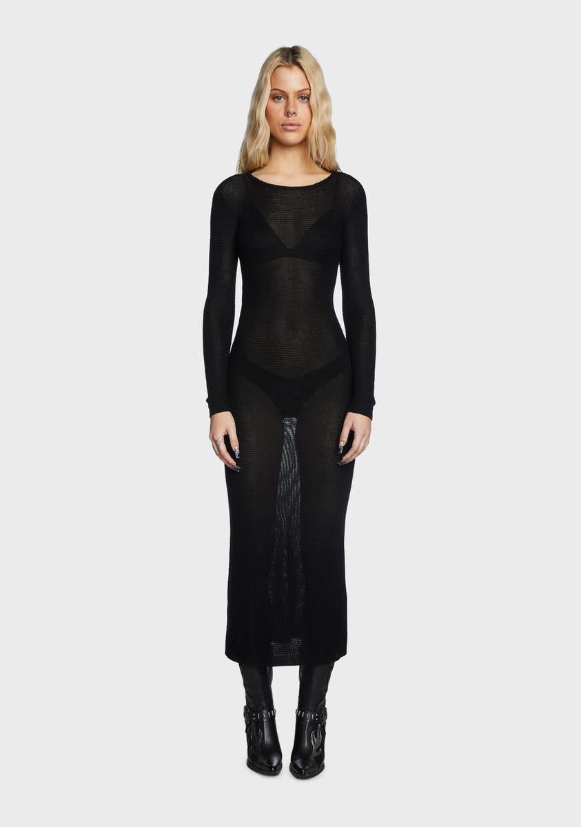 London Knitted Open Back Maxi Dress sold by Dolls Kill