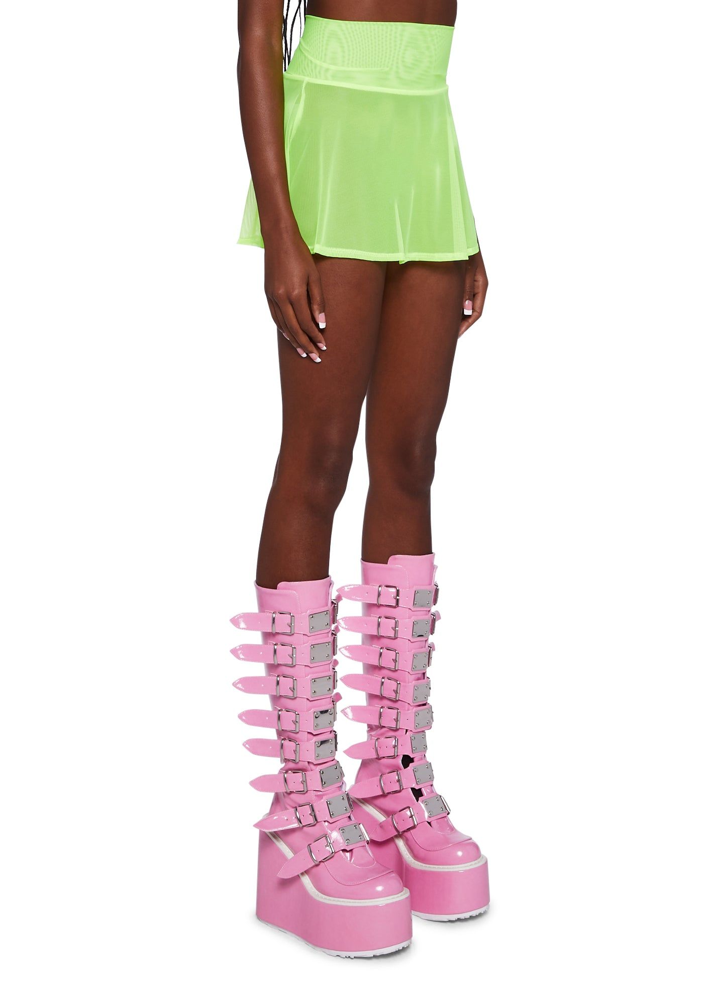 Mesh Skater Skirt - Neon Yellow sold by Dolls Kill product image thumbnail 3