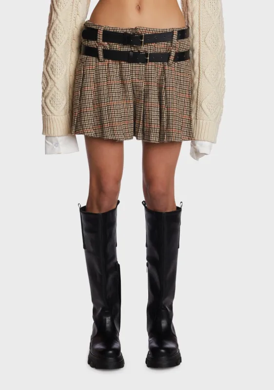 Sepia Preppy Issues Mini Skirt sold by Dolls Kill