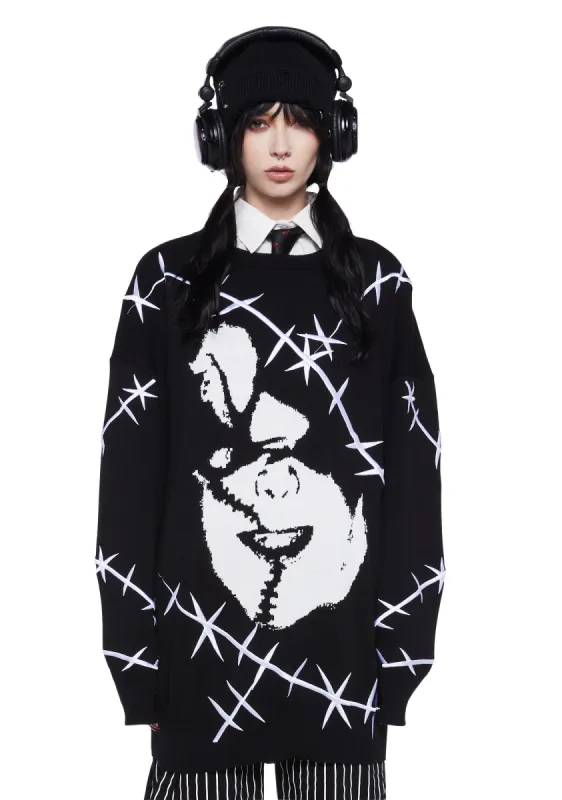 Face Off Knit Sweater sold by Dolls Kill