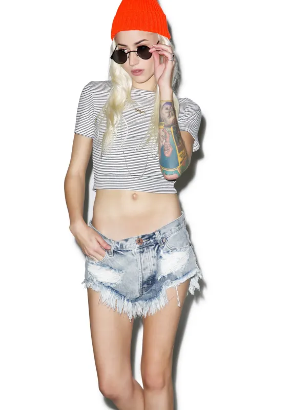 Bleu Blossom Roller Shorts sold by Dolls Kill