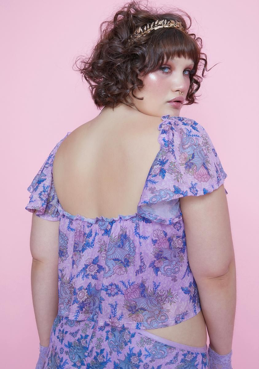 Bb Are We Human Dragon Print Crop Top sold by Dolls Kill product image thumbnail 4
