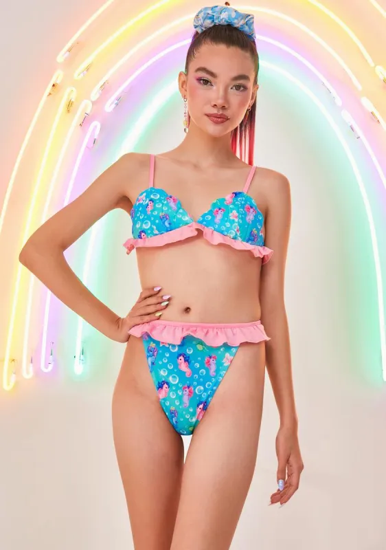 Aquatic Soul Ruffle Bikini Set sold by Dolls Kill
