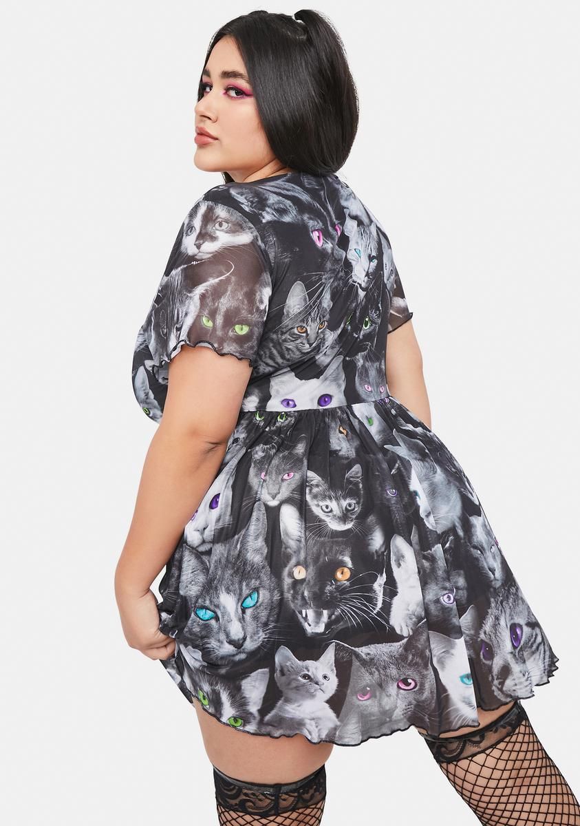 Plus Moonlight Meow Babydoll Dress sold by Dolls Kill product image thumbnail 4