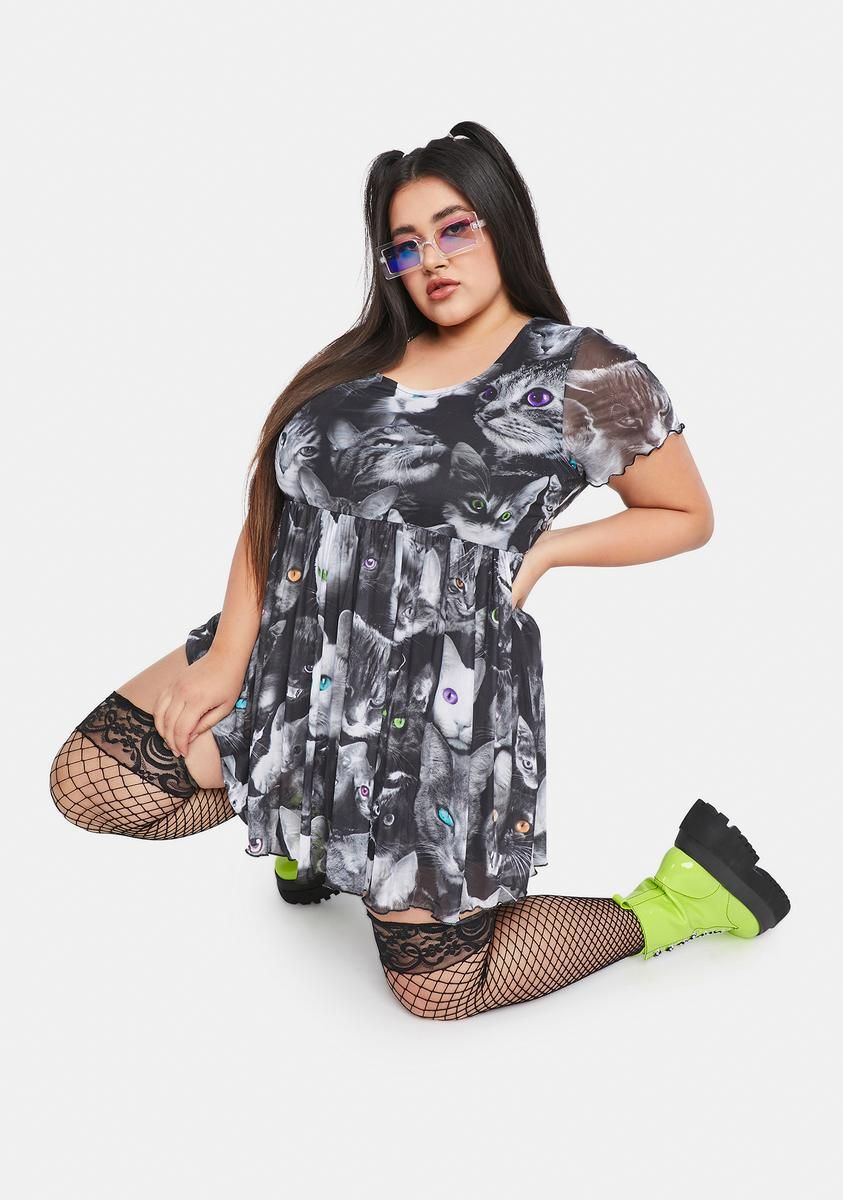 Plus Moonlight Meow Babydoll Dress sold by Dolls Kill product image thumbnail 2